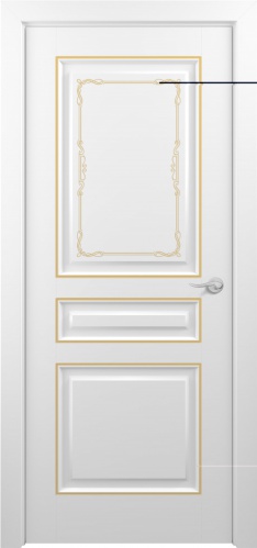 Межкомнатная дверь Zadoor ПГ Ампир Тип1 Белый Декоративная Патина Золото