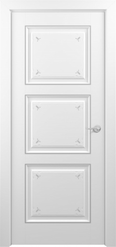 Межкомнатная дверь Zadoor ПГ Гранд Тип3 Белый Декоративная Патина Серебро