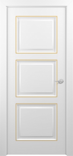 Межкомнатная дверь Zadoor ПГ Гранд Тип1 Белый Патина Золото