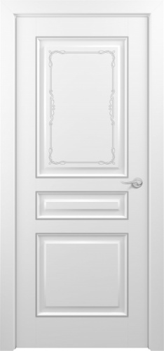 Межкомнатная дверь Zadoor ПГ Ампир Тип1 Белый Декоративная Патина Серебро