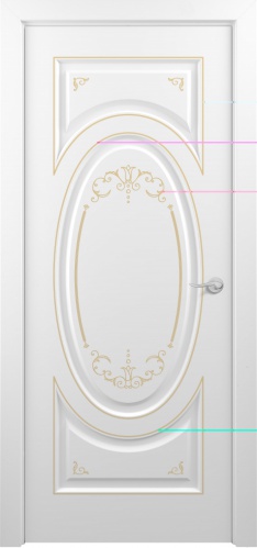 Межкомнатная дверь Zadoor ПГ Лувр Тип1 Белый Декоративная Патина Золото