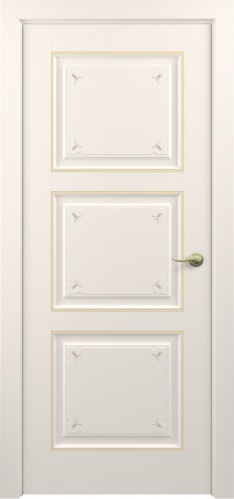 Межкомнатная дверь Zadoor ПГ Гранд Тип3 Жемчужно-перламутровый Декоративная Патина Золото
